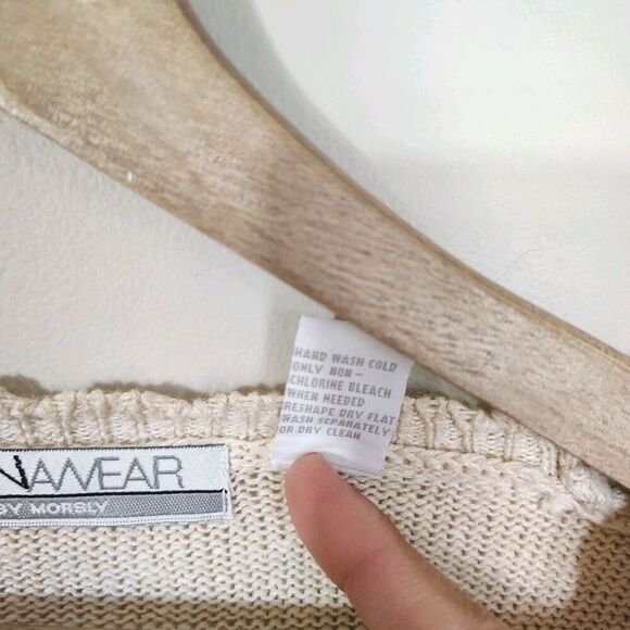 Vintage Ivory Embroidered Cardigan Sweater Floral Ribbon Romantic Cottagecore L - Picture 4 of 9